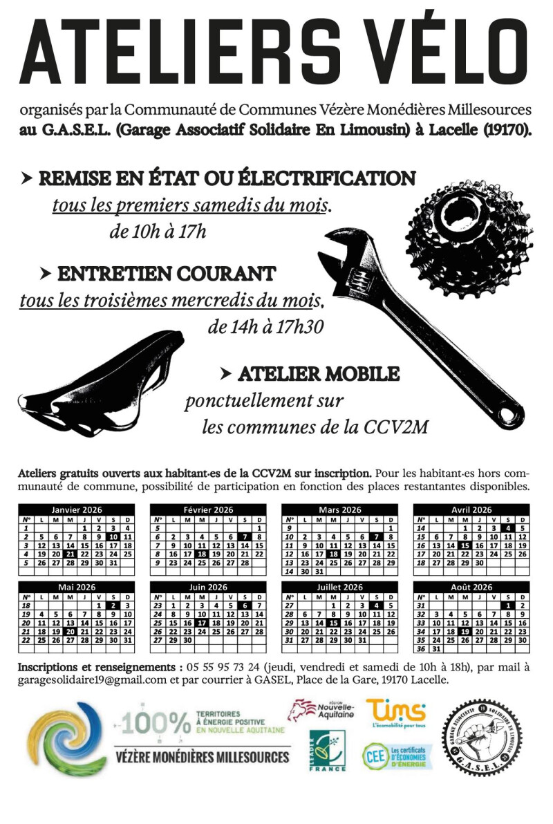 Ateliers Vélo à LACELLE avec la comcom V2M et GASEL