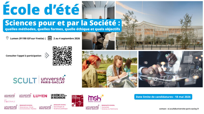 École d'été 2026 · Sciences pour et par la Société :
quelles méthodes, quelles formes, quelle éthique et quels objectifs