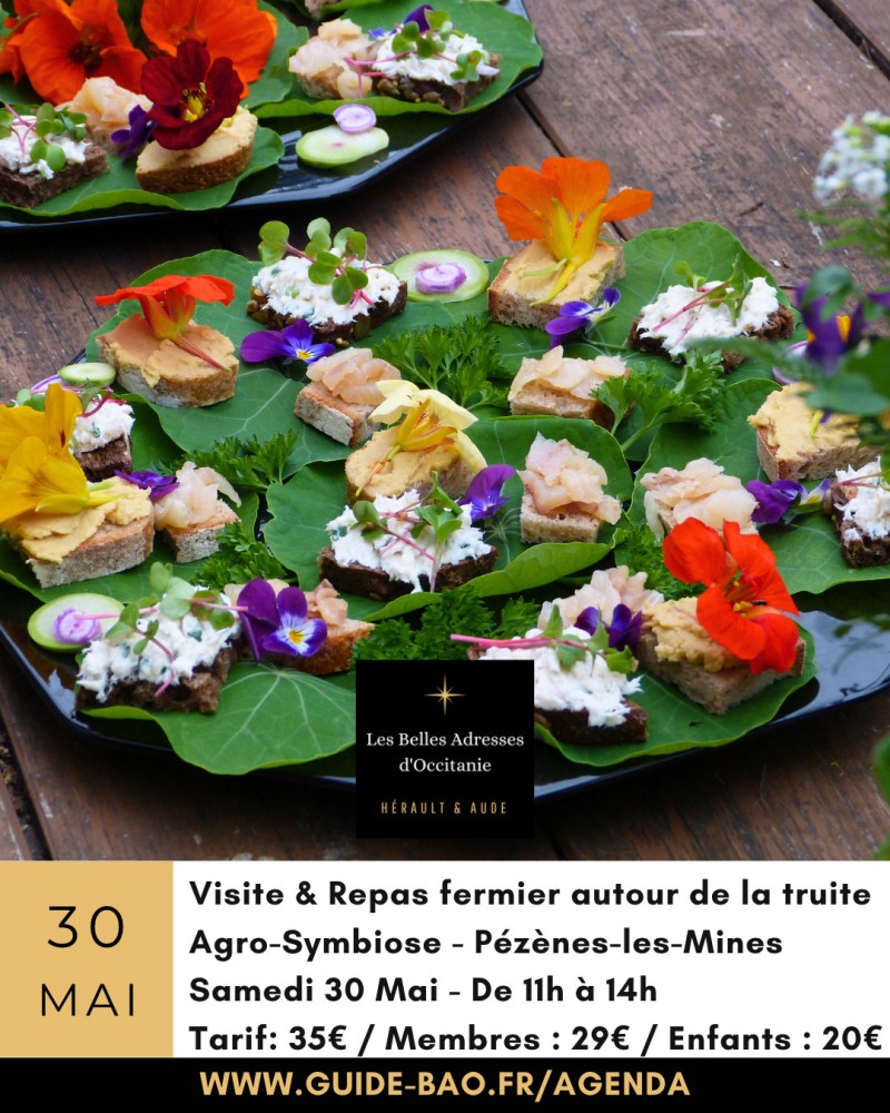 Visite et repas fermier autour de la truite / Agro-Symbiose à Pézènes-les-Mines
