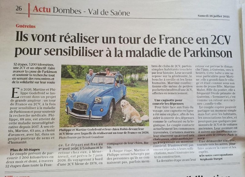Tour de France 2CV pour la recherche PARKINSON