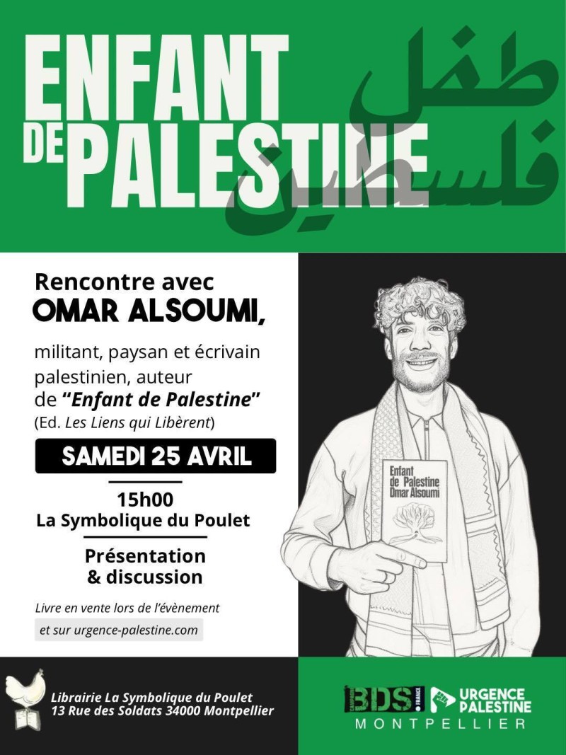 Rencontre avec l’écrivain palestinien Omar ALSOUMI autour de son livre "ENFANT DE PALESTINE"