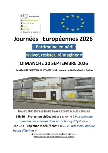 Projection : Patrimoine en péril : raviver, résister, réimaginer. Logements vacants et puits.