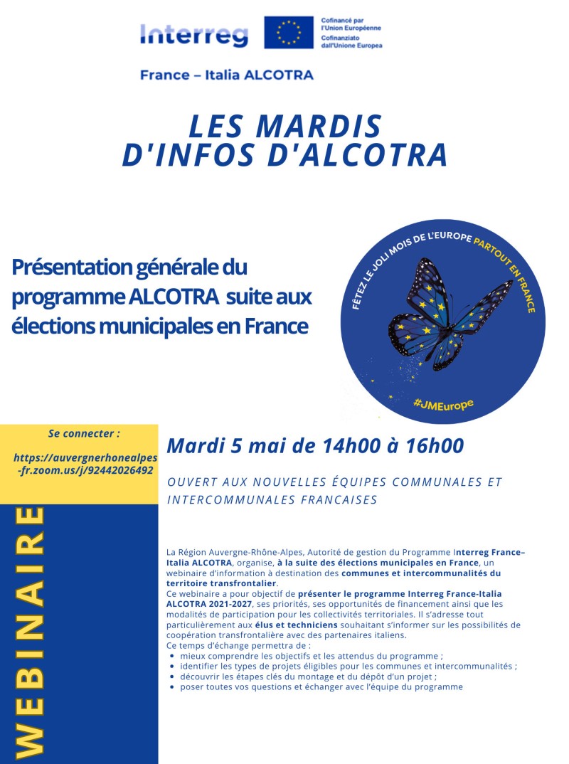 [WEBINAIRE] Présentation générale du programme ALCOTRA suite aux élections municipales en France