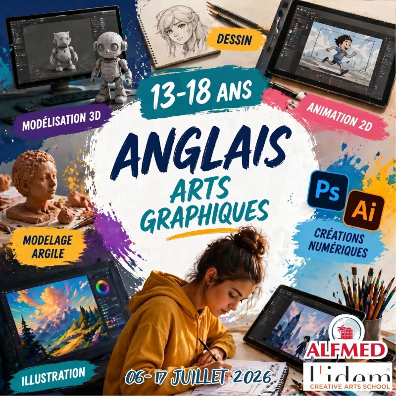 Stage Anglais & Arts graphiques (13 ans+) du 06 au 17 juillet 2026