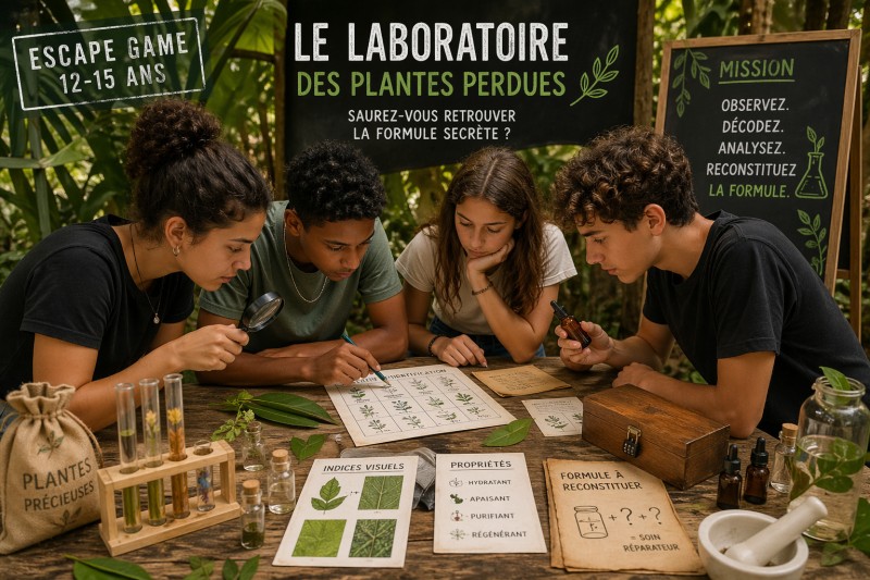 Escape game "Le laboratoire des plantes perdues, sauriez-vous retrouver la formule secrète ? "