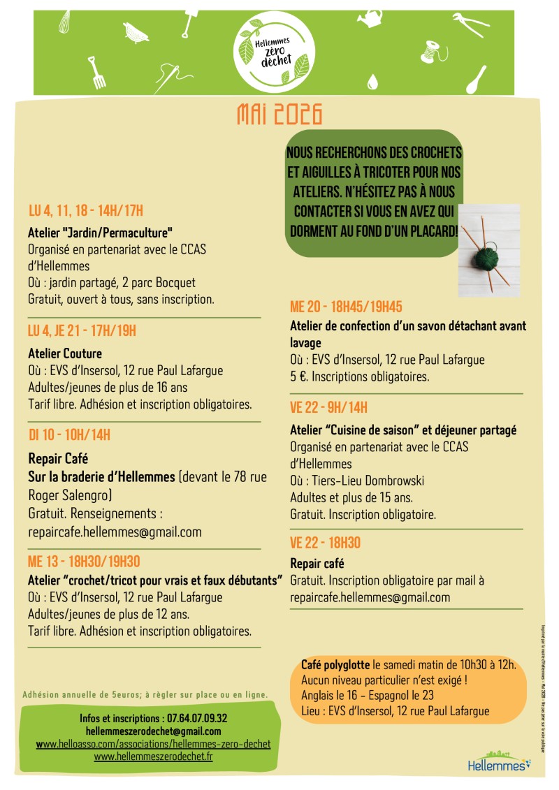 Hellemmes zéro déchet - Programme de mai