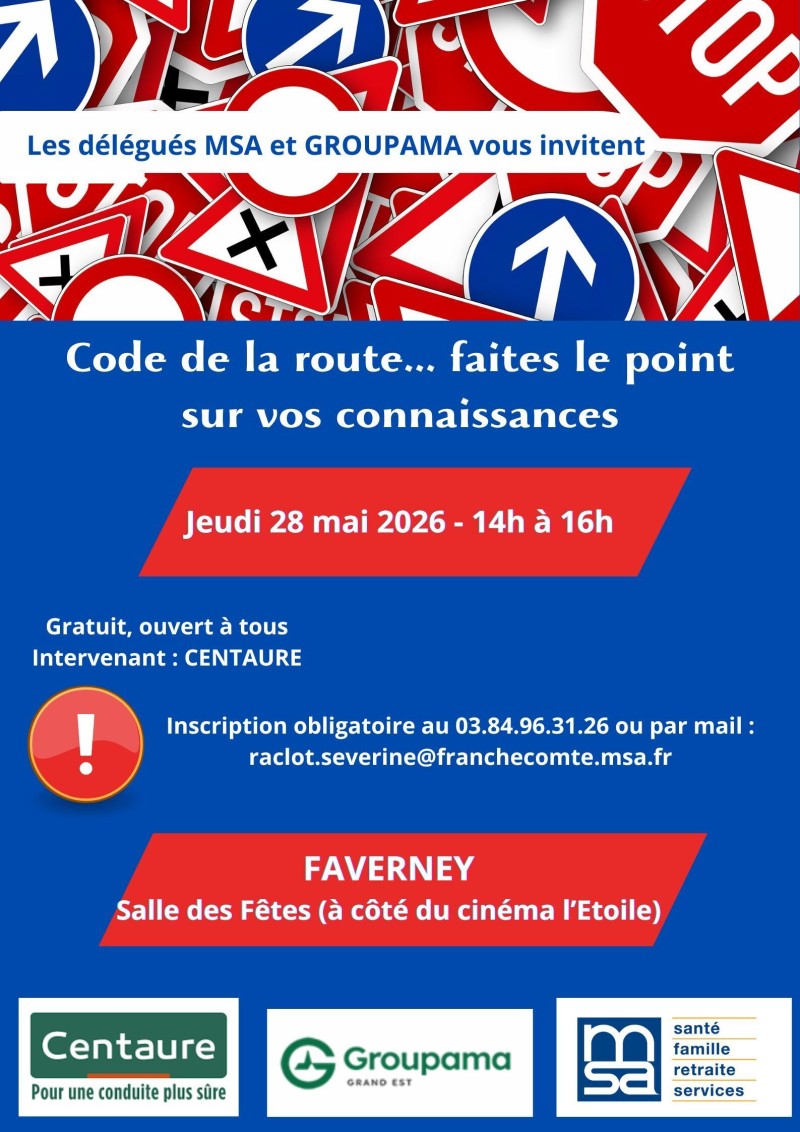 Révision du code de la route avec la MSA de Franche Comté