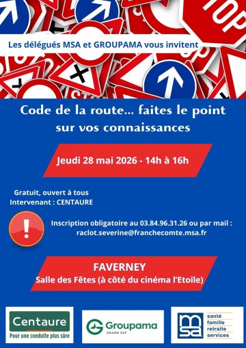 Révision du code de la route avec la MSA de Franche Comté