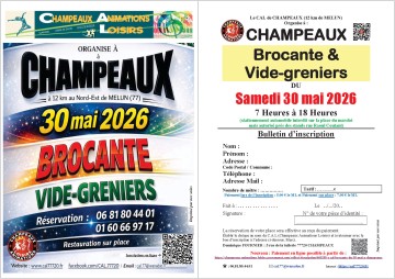 VIDE-GRENIERS à CHAMPEAUX (77) le 30/05/2026