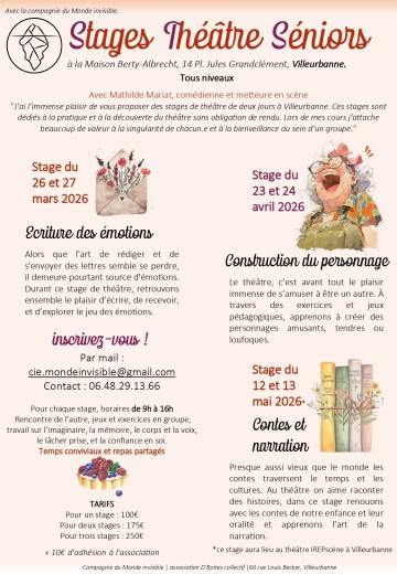 Stage théâtre séniors "CONSTRUCTION DU PERSONNAGE"