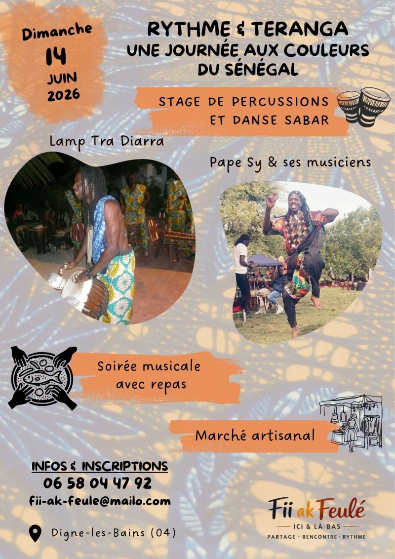 🪘 Stage de percussions & danse sabar 💃 Soirée sénégalaise 🎶
