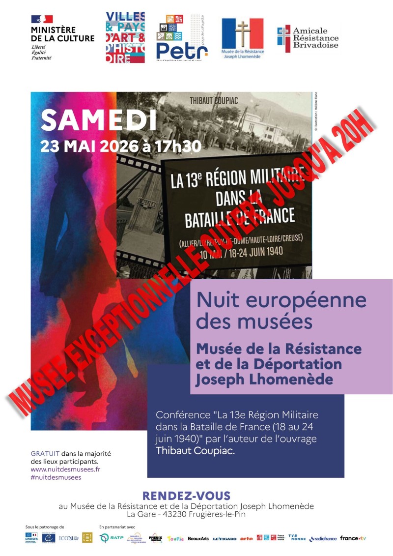 LA NUIT EUROPÉENNE DES MUSÉES
Samedi 23 mai à 17h30 (Gratuit)
