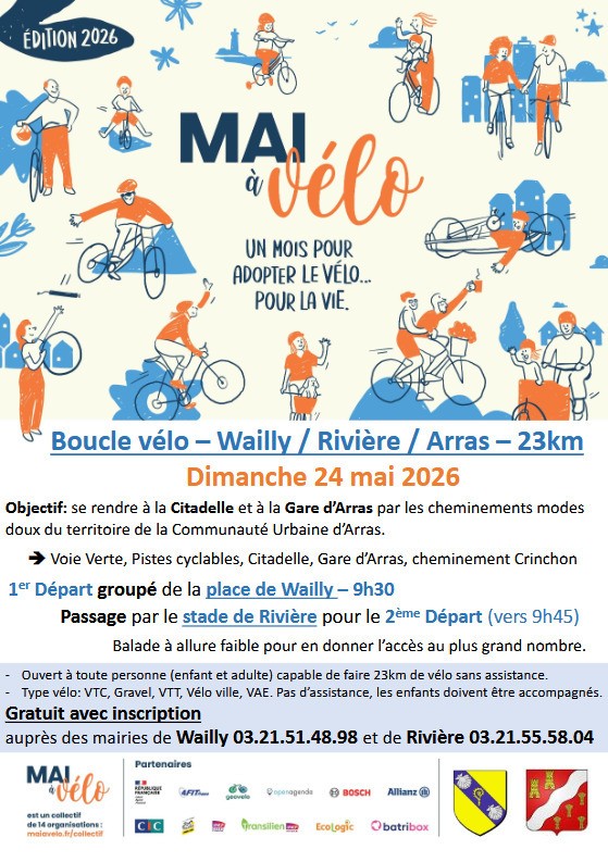Balade vélo - Wailly / Rivière / Arras - 23km