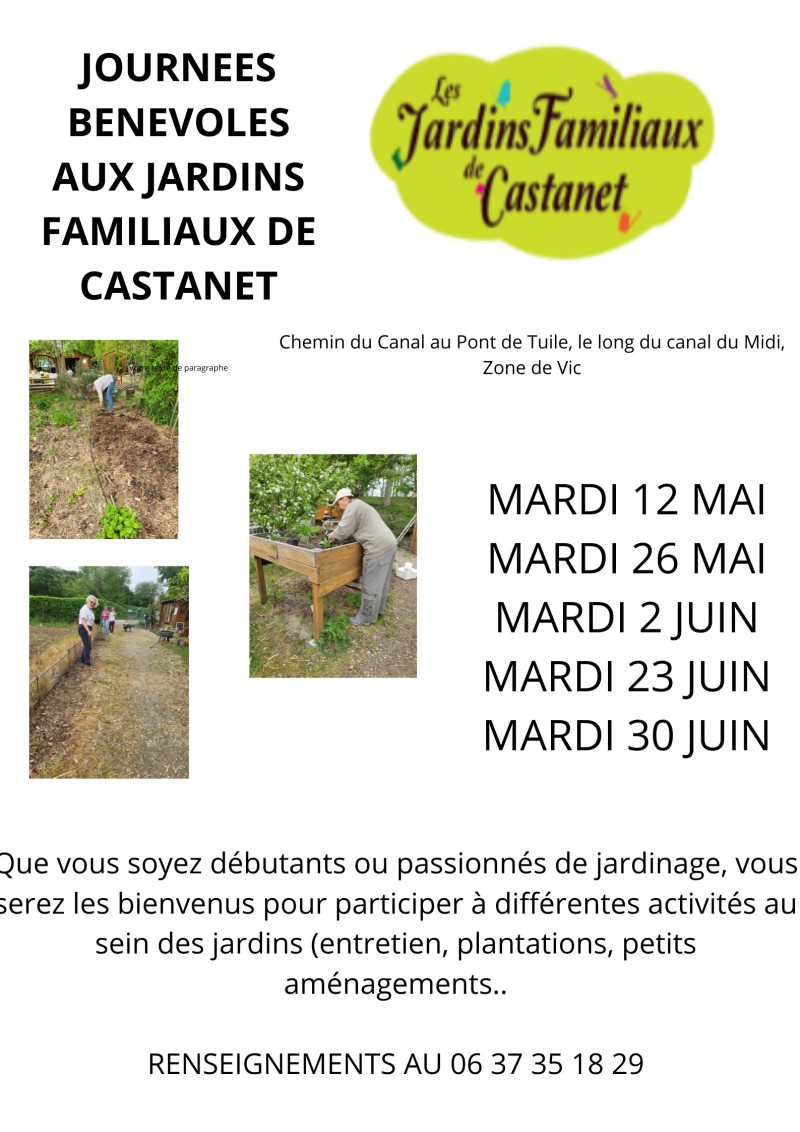 JOURNEES BENEVOLES AUX JARDINS FAMILIAUX DE CASTANET