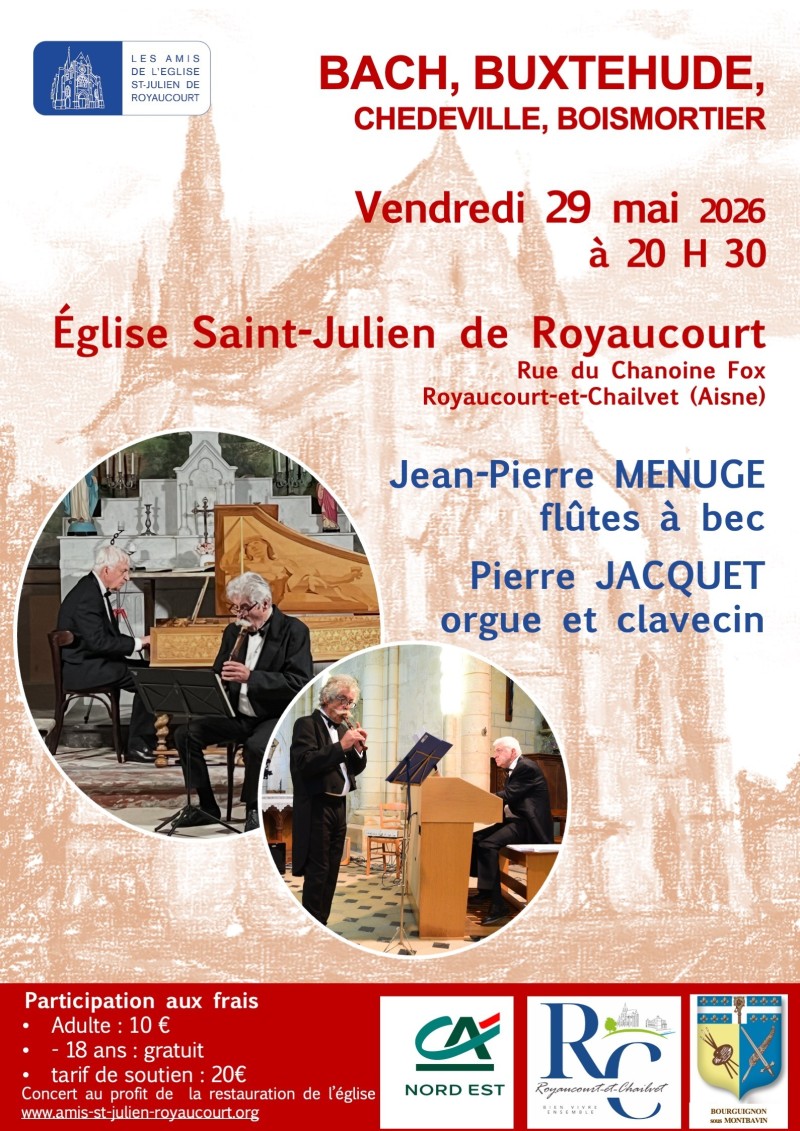 Concert de Musique Baroque -flutes à bec, orgue et Clavecin