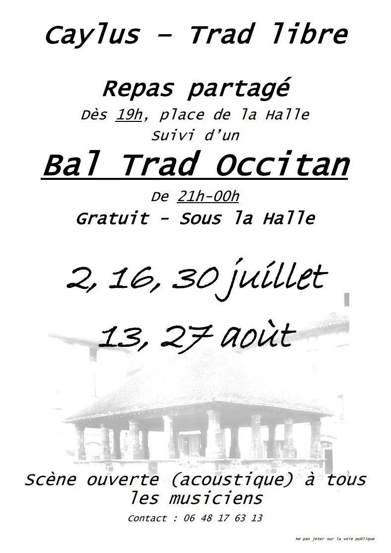 Caylus Bal trad sous la halle & repas partagé
