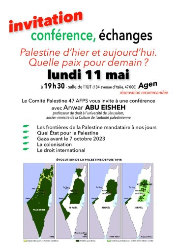 Palestine d'hier et aujourd'hui. Quelle paix pour demain ?