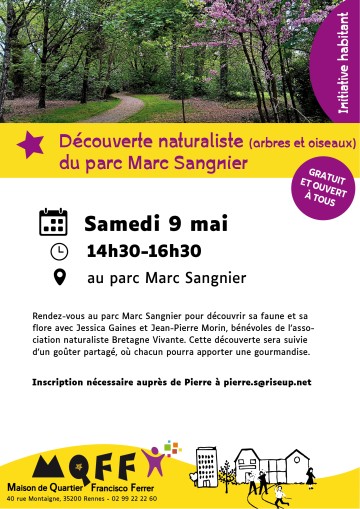 Découverte naturaliste (arbres et oiseaux) du parc Marc Sangnier
