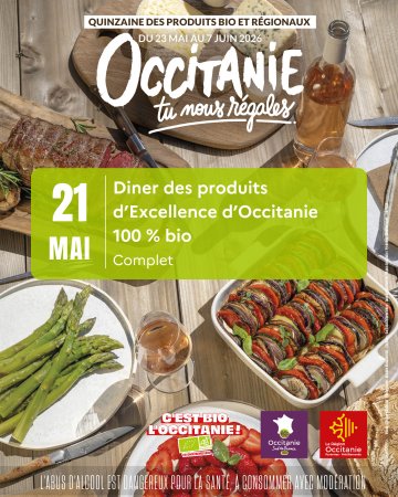 Dîner des produits d'Excellences d'Occitanie 100 % Bio