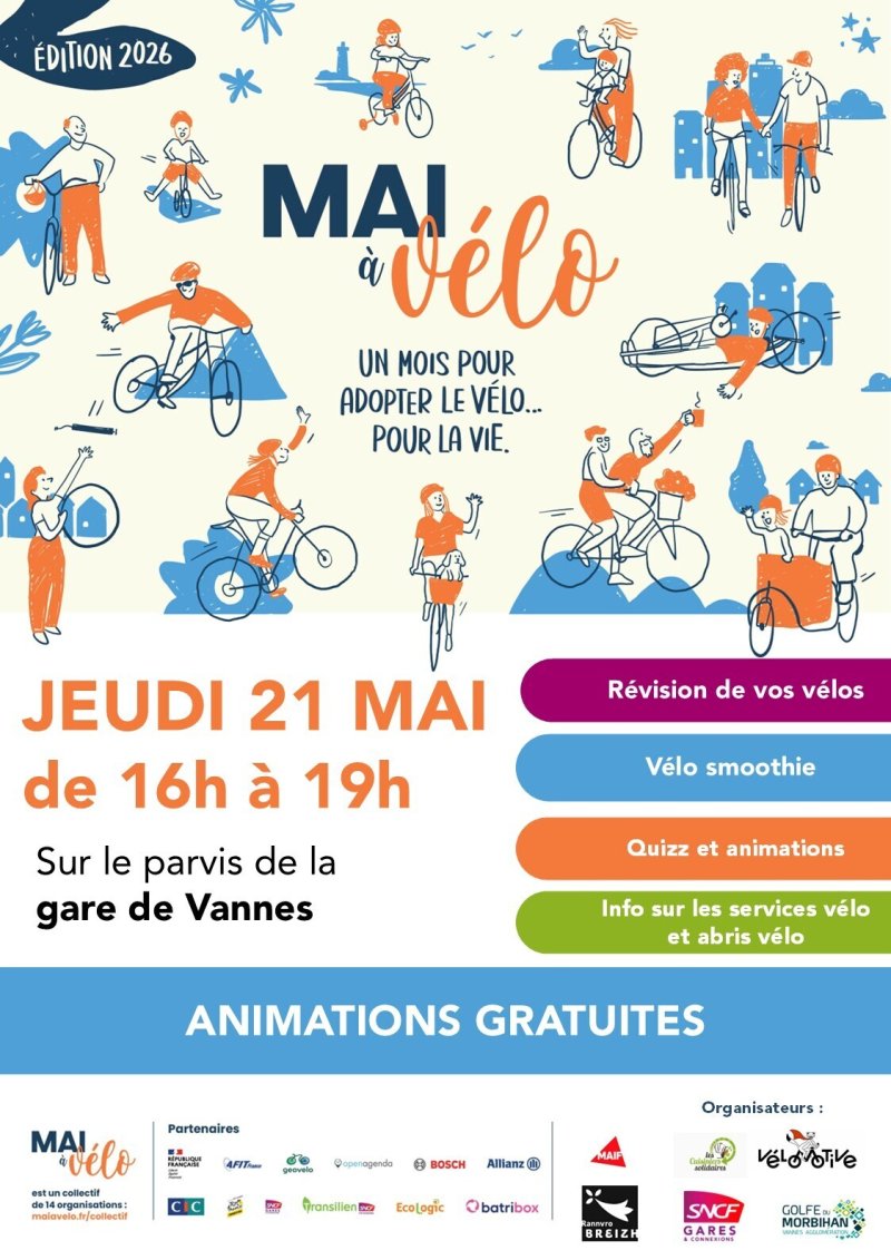 Mai à vélo s'invite sur le parvis de la gare de Vannes