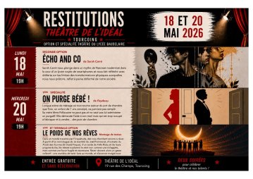 Spectacles des élèves d'option et de spécialité théâtre du Lycée Baudelaire : On purge bébé de Feydeau et le poids de nos rêves