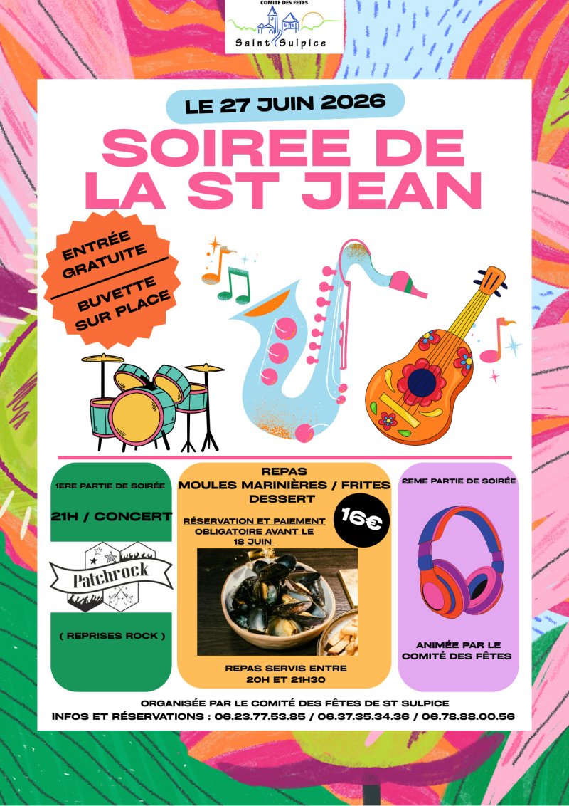 Soirée de la St Jean 2026 du comité des fêtes de Saint Sulpice