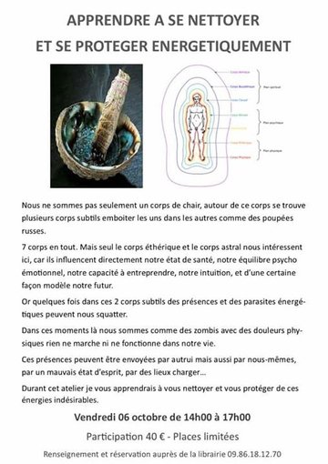 Atelier : Apprendre à se nettoyer et se protéger énergétiquement