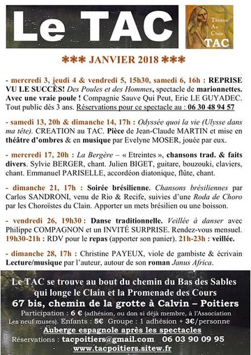 Programme du 3 au 28 janvier