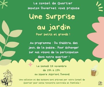 "Une surprise au jardin"