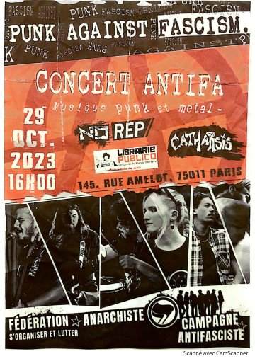 Dimanche 29 Octobre | 16H | Concert Punk Against Fascism : NOREP et Catharsis | Quinzaine Antifa