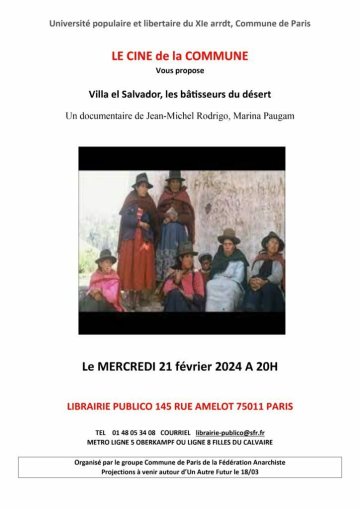 CinéCommune : Villa el Salvador , les bâtisseurs du désert / Un documentaire, réalisé et écrit par Jean-Michel Rodrigo, Marina Paugam en 2008