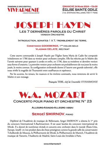 CONCERT Dimanche 24 mars à 15h30 église SAINTE ODILE
