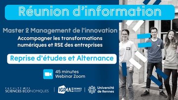 [RÉUNION INFO] Master 2 Management de l'innovation : Accompagner les transformations numériques et RSE des entreprises