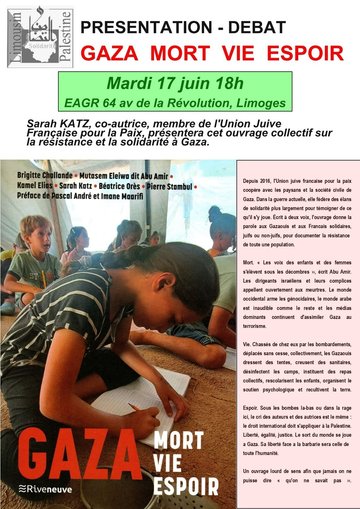 RENCONTRE/DÉBAT AUTOUR DU LIVRE "GAZA, MORT, VIE, ESPOIR"