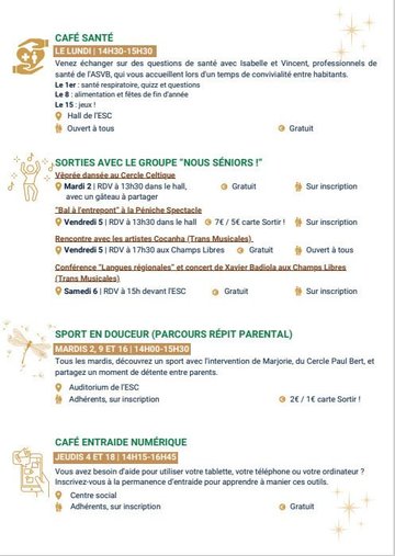 Activés du mois de décembre suite 2 programme