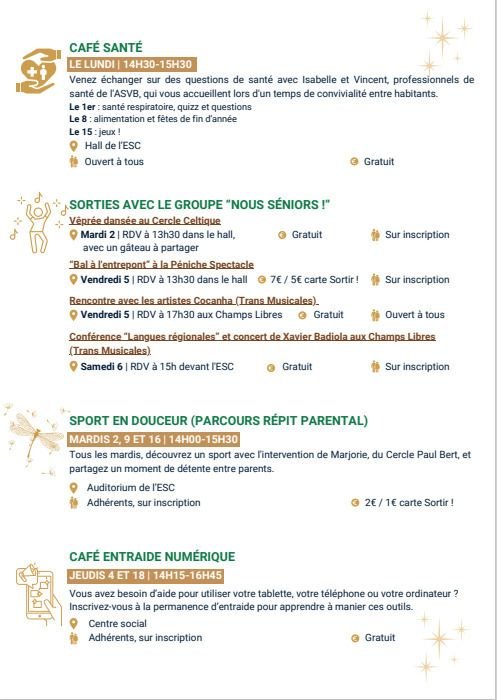Activés du mois de décembre suite 2 programme
