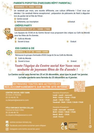 Centre social ker yann activités du mois de décembre  programme 4