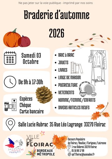 Braderie d'automne du Secours Populaire de Floirac