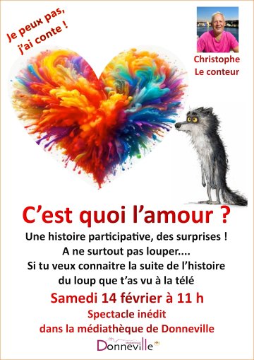 "C'est quoi l'amour ?" : le conte de Christophe à la médiathèque de Donneville