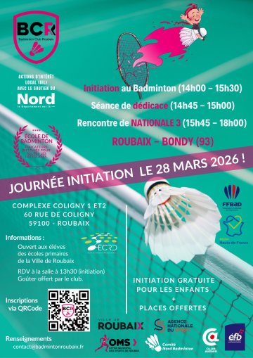 Journée initiation au Badminton pour les écoliers Roubaisiens