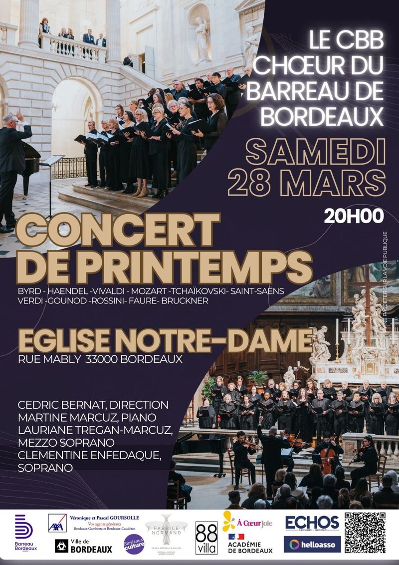 CONCERT de PRINTEMPS du CBB - CHOEUR du BARREAU de BORDEAUX