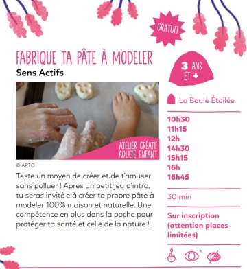 Retrouvez notre atelier "fabrique ta pâte à modeler" au festival les Extras de Mars !