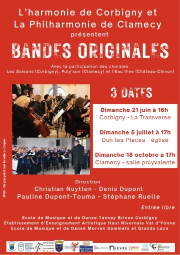 L'harmonie de Corbigny et la Philharmonie de Clamecy présentent : Bandes Originales
