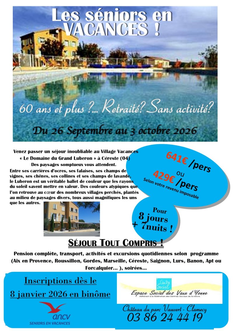 Les séniors en vacances ! Séjour au village vacances "Le Domaine du Grand Luberon" à Céreste