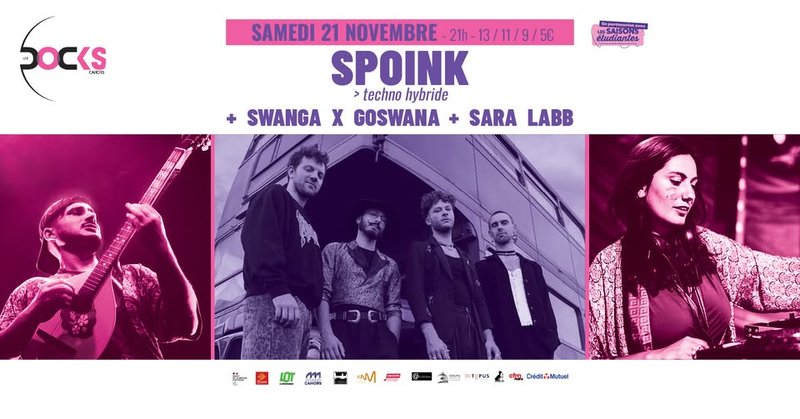 Soirée électrotech aux Docks : Spoink + Swanga X Goswana + Sara Labb