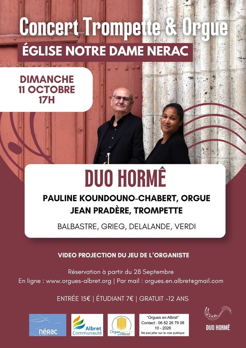 Orgues en Albret - "Duo Horme" - Concert orgue & trompette