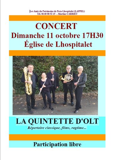 Concert en l'église de Lhospitalet : Le Quintette d'Olt