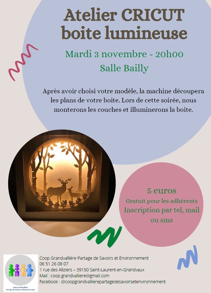 Atelier CRICUT - boîte lumineuse