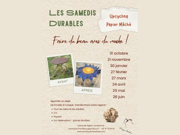 Les Samedis Durables : sensibilisation à l'Upcycling &  Papier Mâché