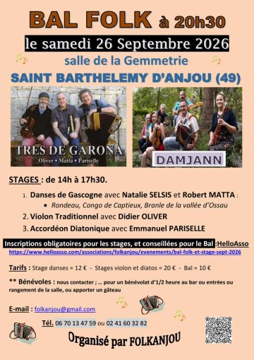 Bal Folk, Stage de danses de Gascogne, accordéons et violons